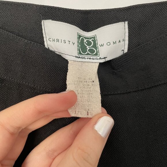 Christy Woman Black Pleated High-Waisted Trousers Size 16 wide leg style pants - Picture 4 of 6